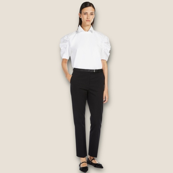 Max‎ Mara Mainline Black Cotton Satin Cropped Stretch Trousers Pants Size 8